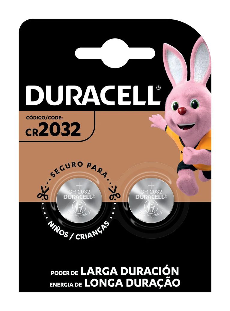 Pilha de Lítio Duracell Tipo Moeda Bateria CR2032 2 unidades
