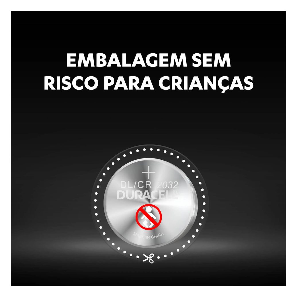 Pilha de Lítio Duracell Tipo Moeda Bateria CR2032 2 unidades