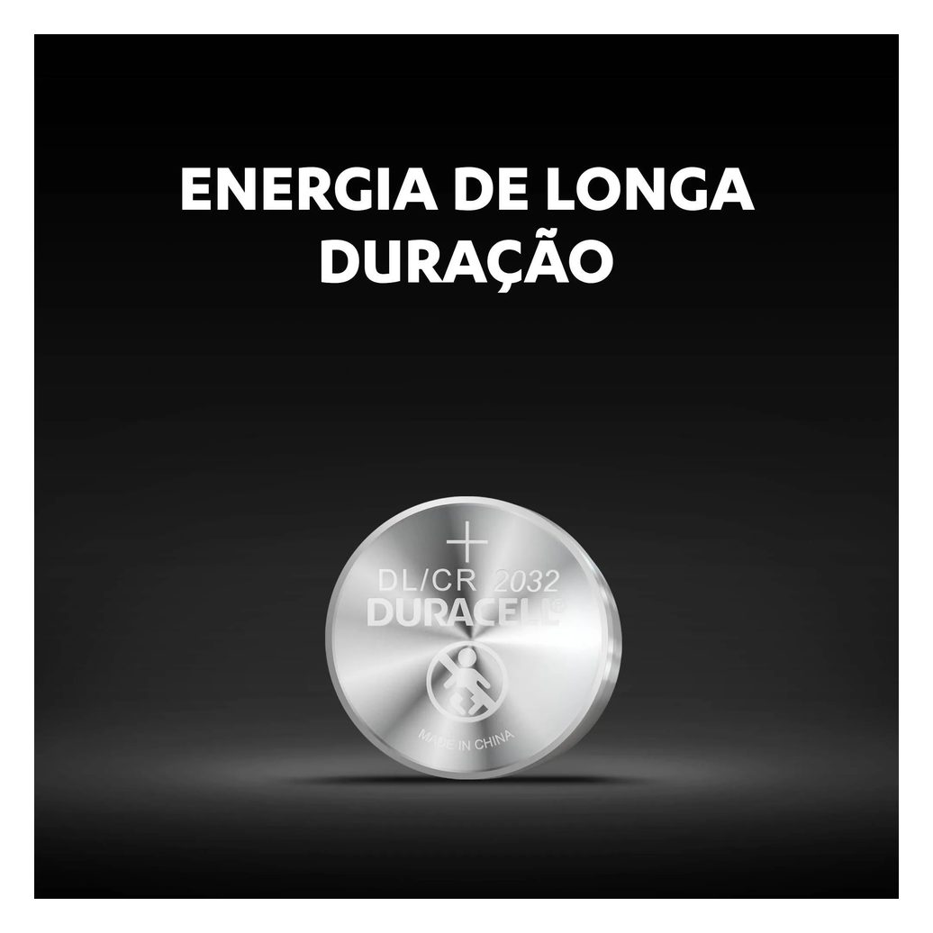 Pilha de Lítio Duracell Tipo Moeda Bateria CR2032 2 unidades