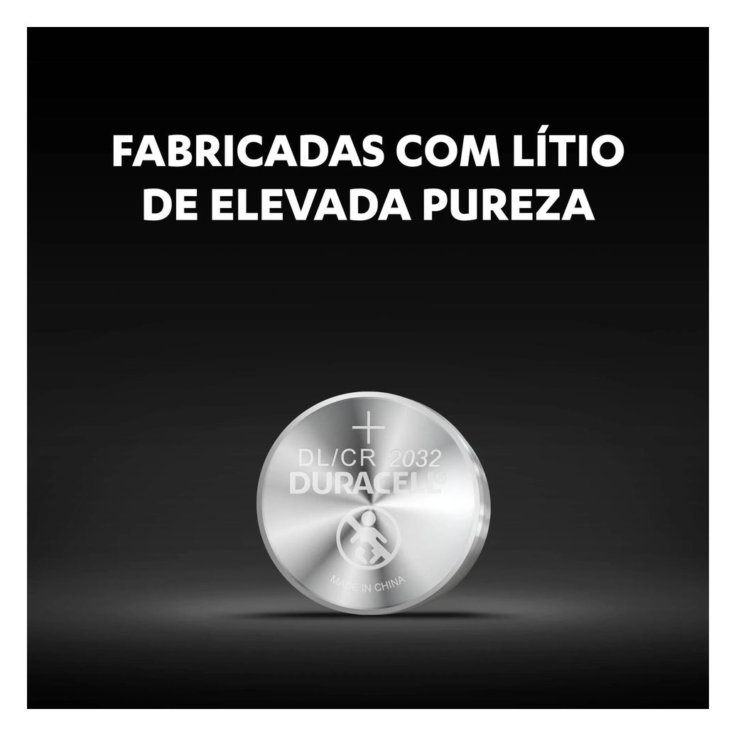 Pilha de Lítio Duracell Tipo Moeda Bateria CR2032 2 unidades