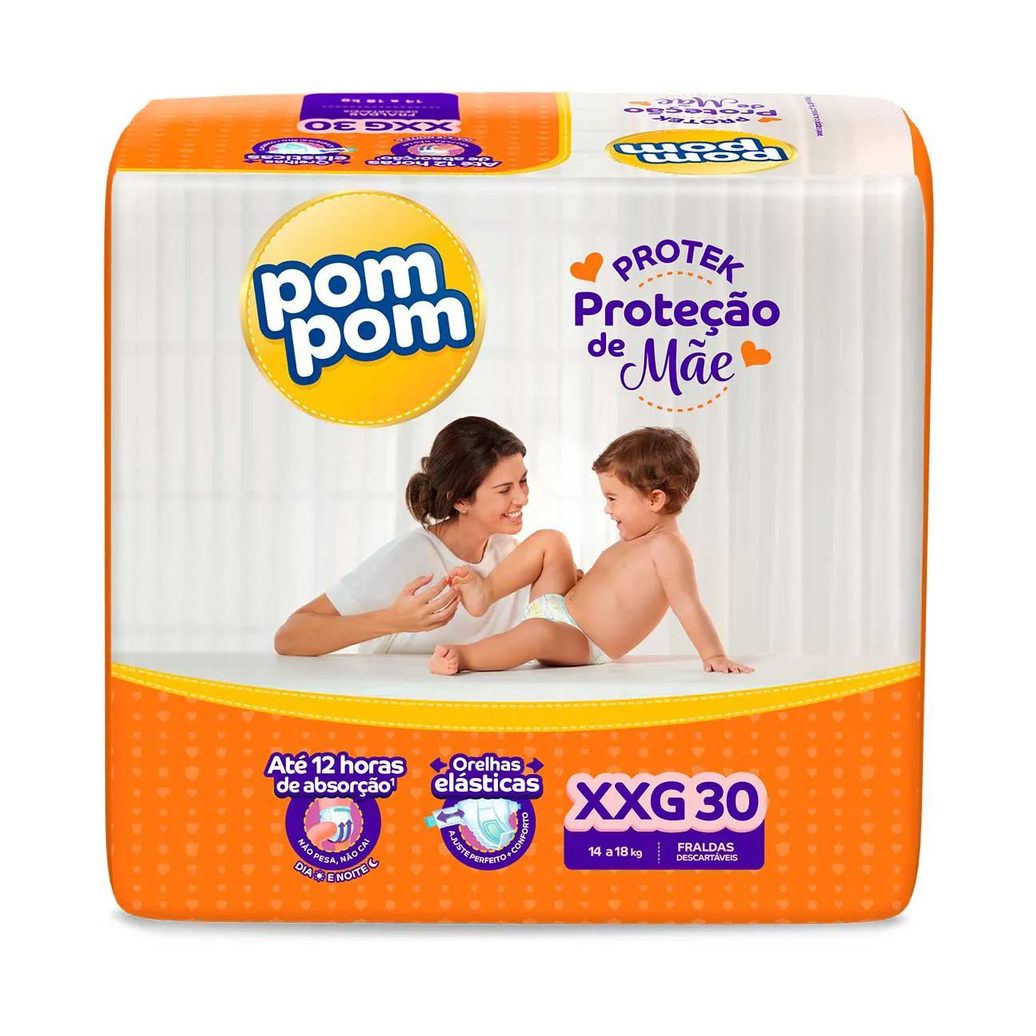 Kit Chá de Bebê Pom Pom Fralda XXG com Talco e Sabonete