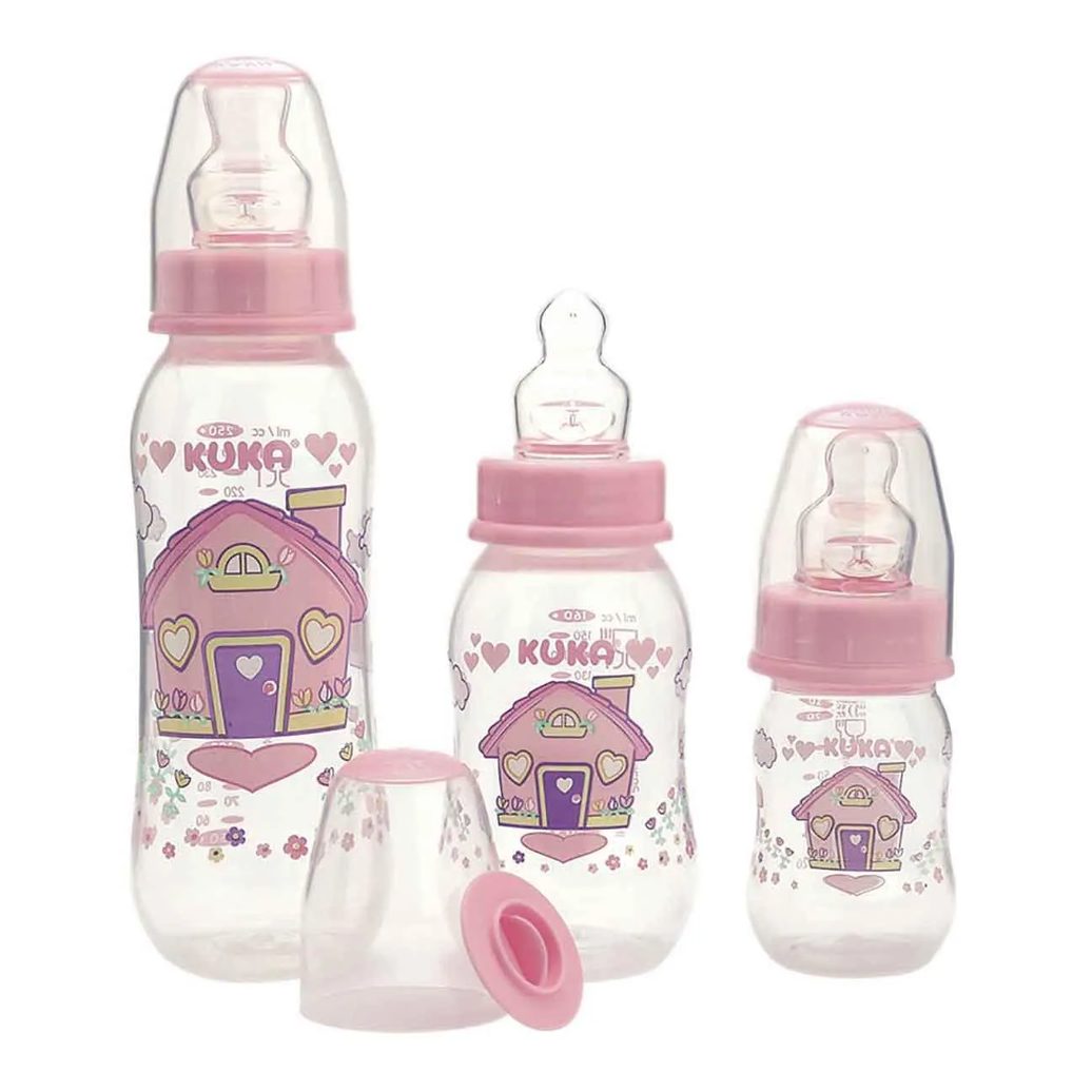 Estojo de Mamadeira Kuka Natural Color Ortodôntico Rosa - 3 Unidades