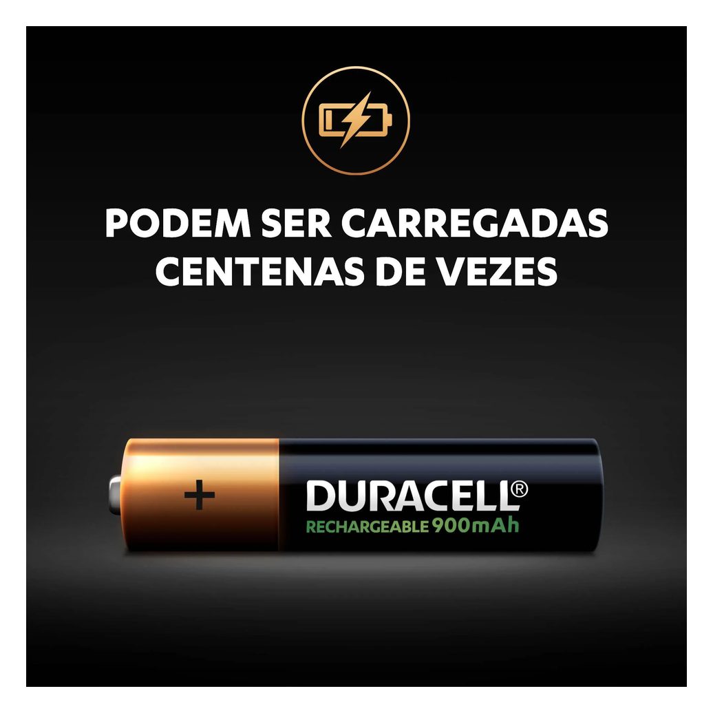 Pilha Alcalina Duracell Recarregável AAA com 4 unidades