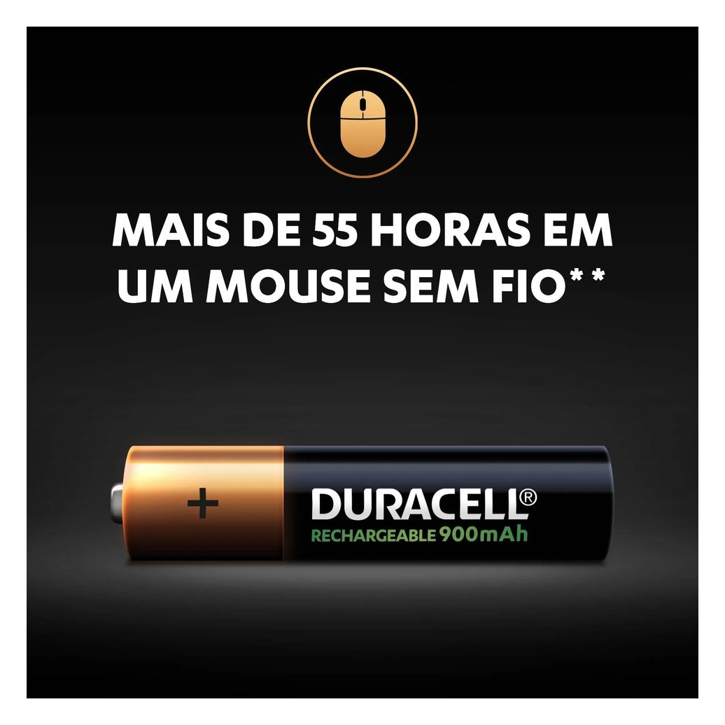 Pilha Alcalina Duracell Recarregável AAA com 4 unidades
