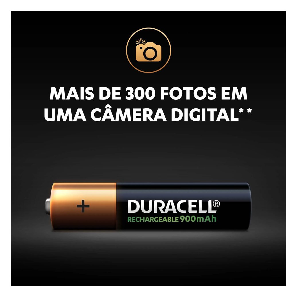 Pilha Alcalina Duracell Recarregável AAA com 4 unidades