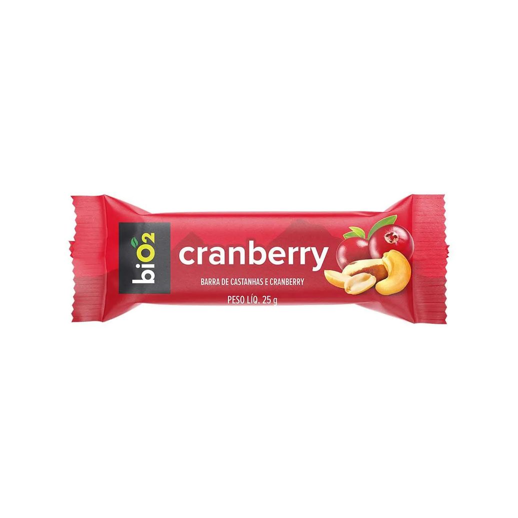Barra de Castanhas e Frutas biO2 Nuts Cranberry 25g