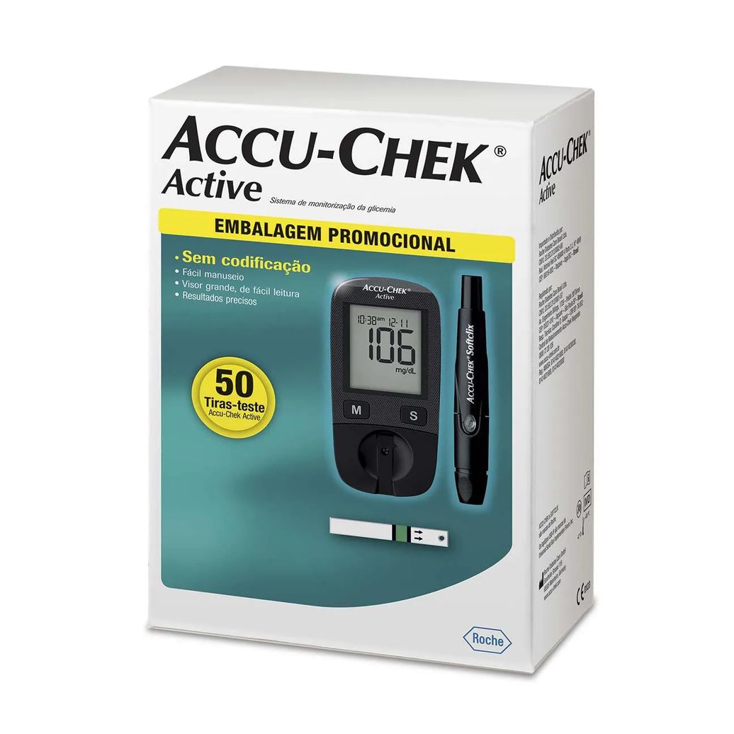 Medidor de Glicose Accu-Chek Active 50 tiras