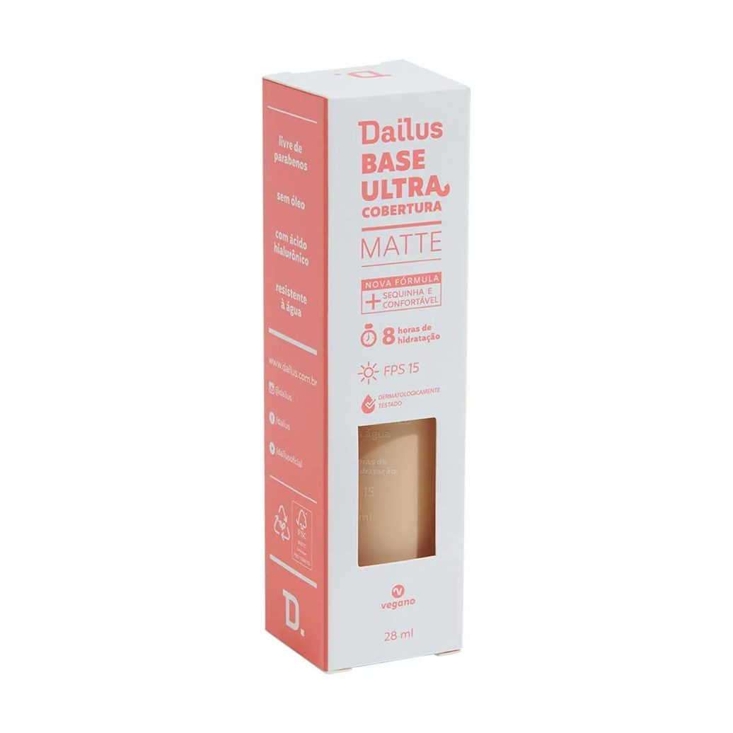 Base Líquida Dailus Ultra Cobertura Matte 28ml - D2 Claro