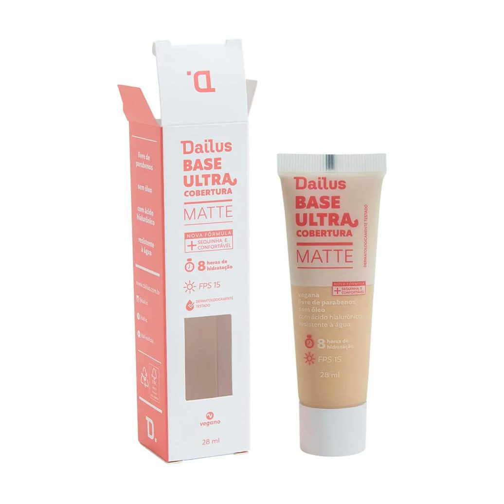 Base Líquida Dailus Ultra Cobertura Matte 28ml - D2 Claro
