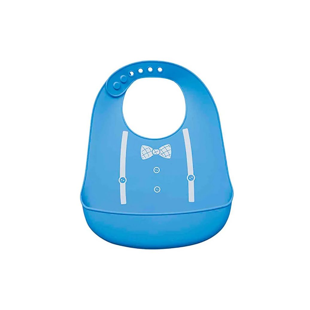 Babador de Silicone com Pega Migalhas Buba Baby Azul 1 unidade