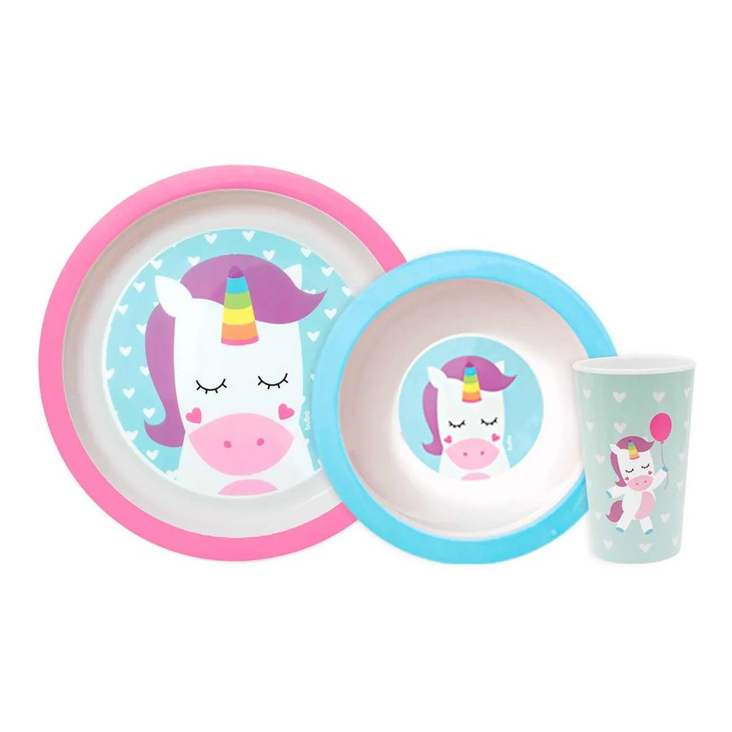 Kit Refeição Buba Baby Animal Fun Unicórnio com 1 unidade