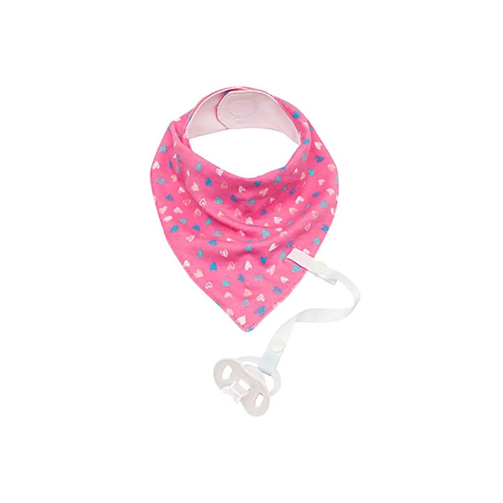 Bandana com Prendedor de Chupeta Buba Baby Coração Rosa 1 unidade