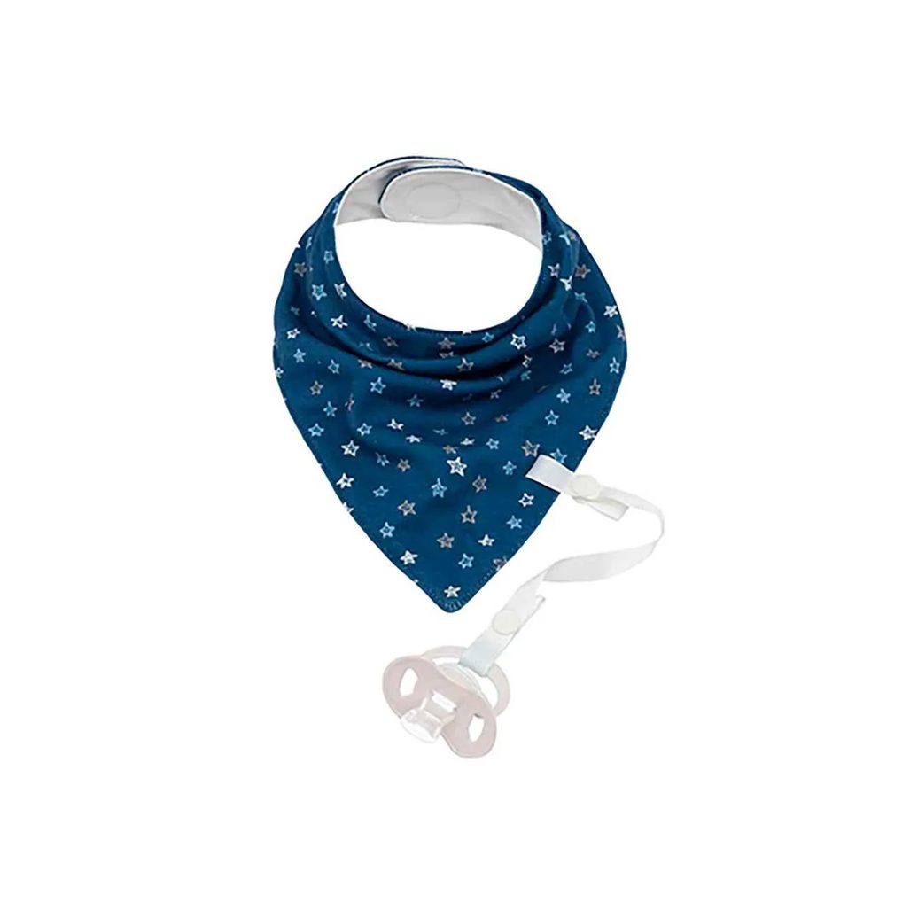 Bandana com Prendedor de Chupeta Buba Baby Star Azul 1 unidade