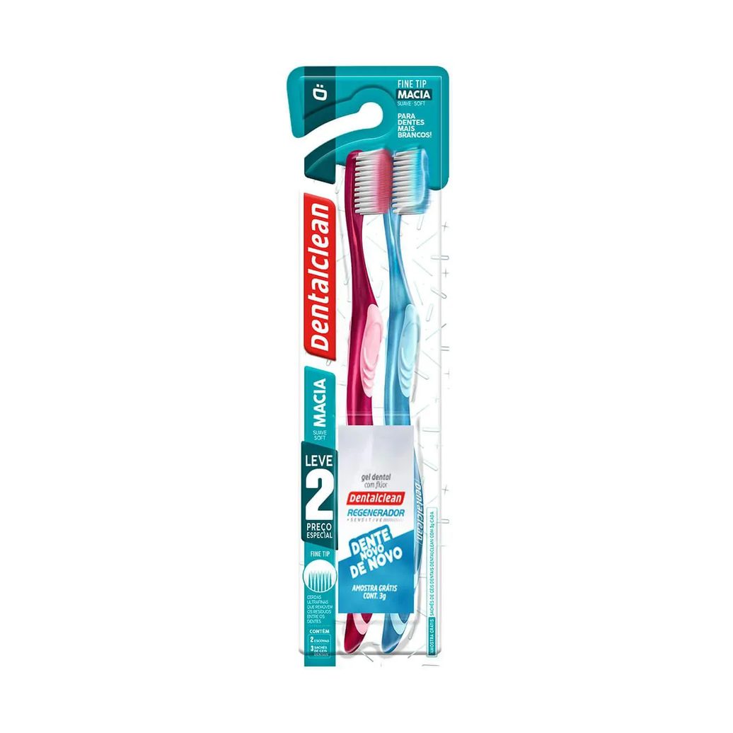 Escova de Dente Dentalclean Fine Tip Macia com 2 unidades