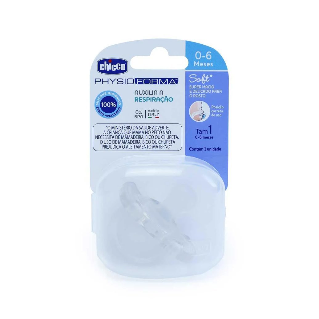 Chupeta Chicco Physio Forma Soft 0 - 6 Meses Transparente com 1 unidade