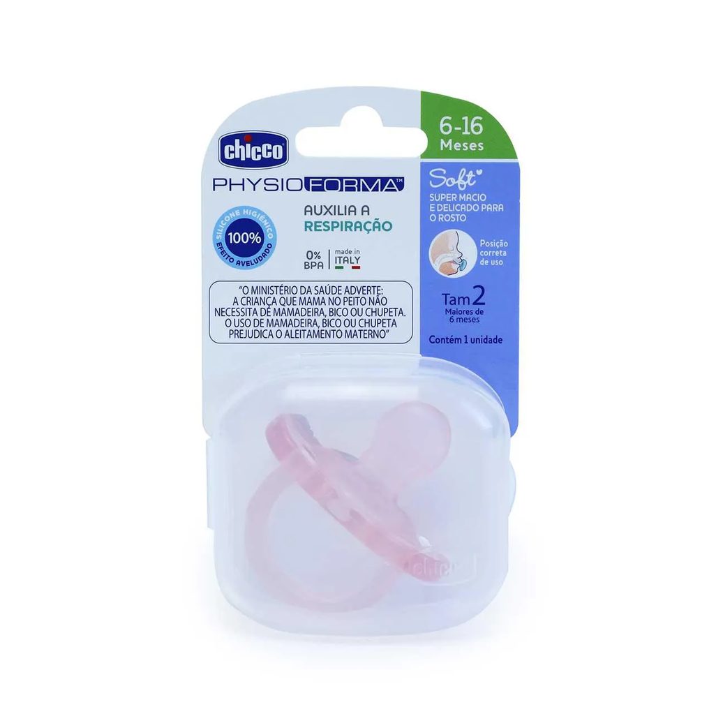 Chupeta Chicco Physio Forma Soft Tamanho 2 Rosa Claro - 1 unidade