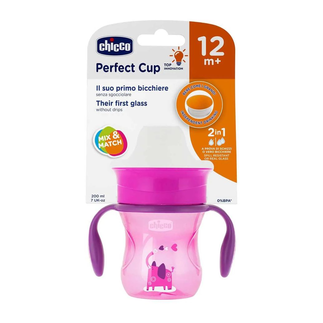 Copo Chicco Perfect Cup 12M+ Rosa 200ml - 1 unidade