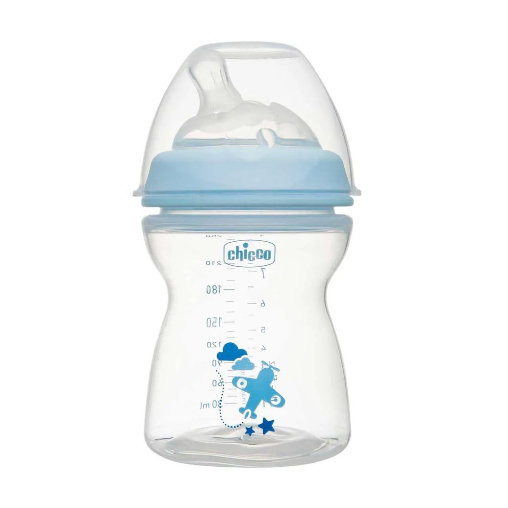 Mamadeira Chicco Step Up Fluxo Médio 2m+ Azul 250ml - 1 unidade