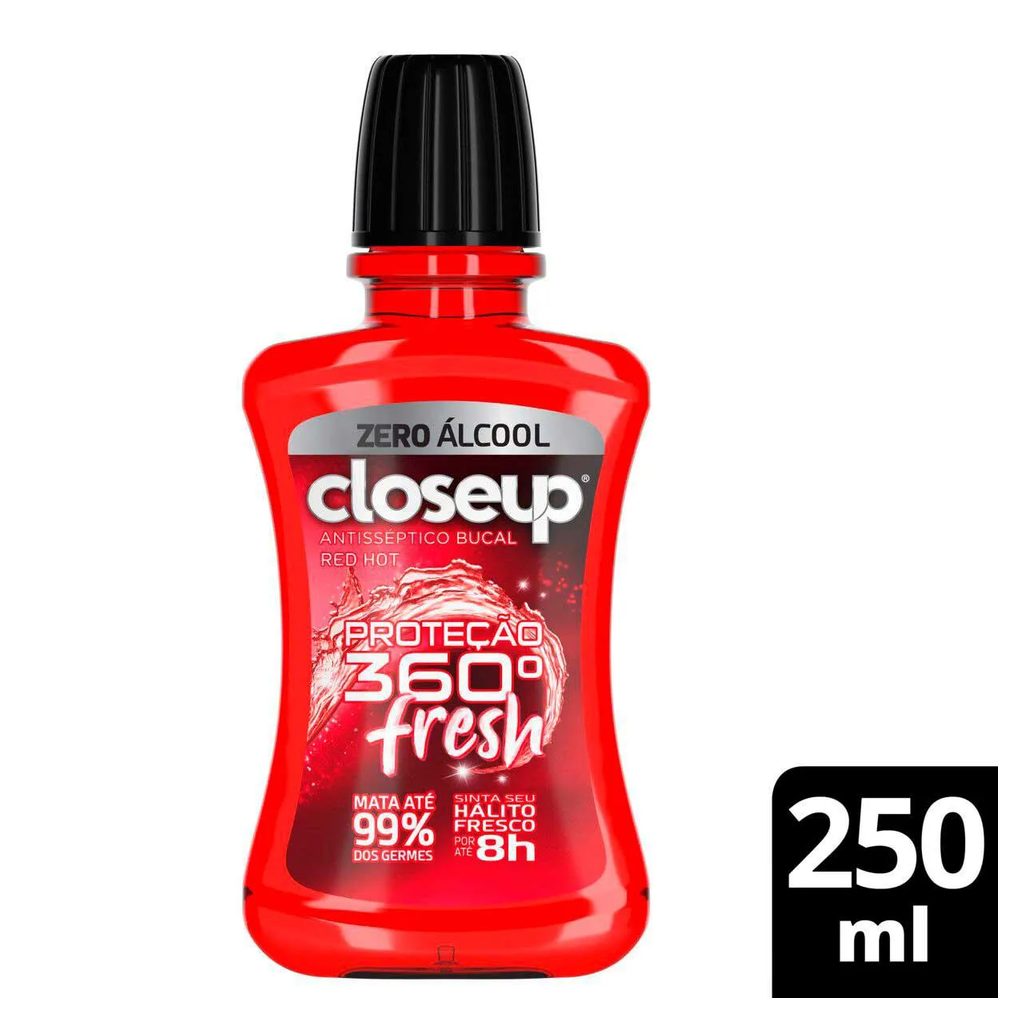 Enxaguante Bucal Sem Álcool Closeup Red Hot Proteção 360° Fresh 250ml