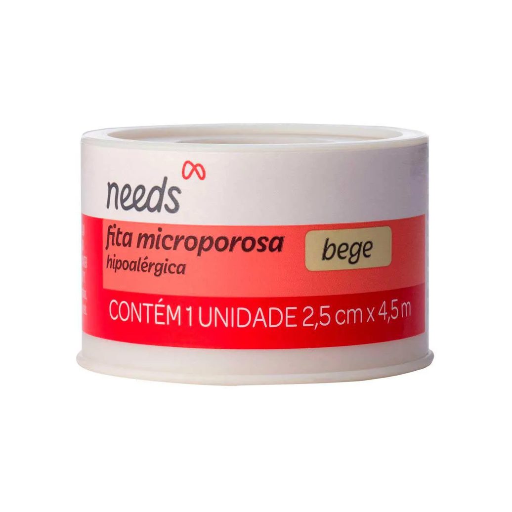 Fita Microporosa Needs Bege 2,5cm x 4,5m 1 unidade