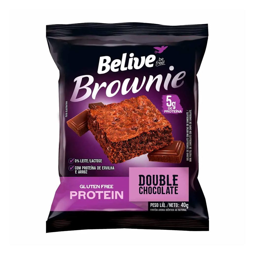 Brownie Protein Belive Double Chocolate Sem Glúten e Lactose com 40g
