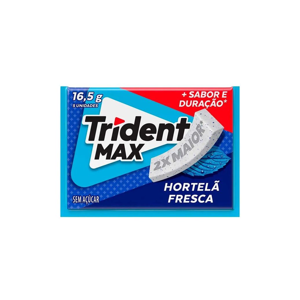 Goma de Mascar Trident Max Hortelã Fresca Sem Açúcar 16,5g