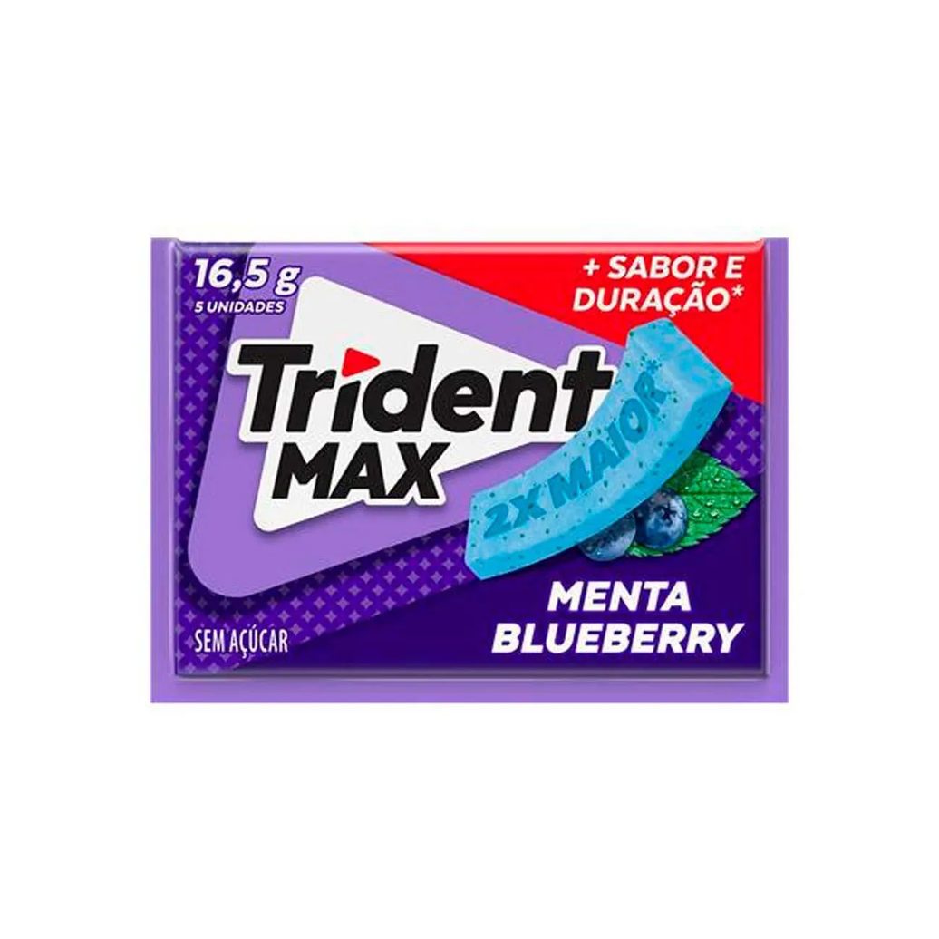 Goma de Mascar Trident Max Menta Blueberry Sem Açúcar 16,5g