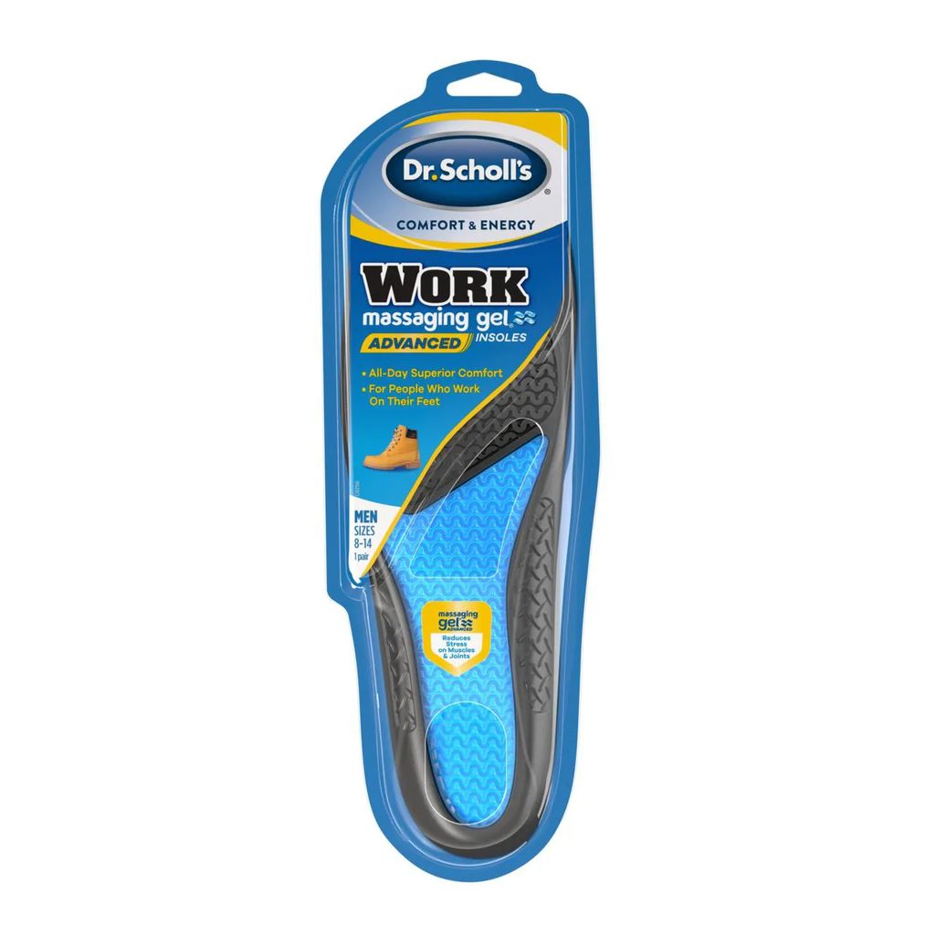 Palmilha de Gel Dr Scholls Massaging Gel Comfort & Energy Work Azul Transparente 1 par