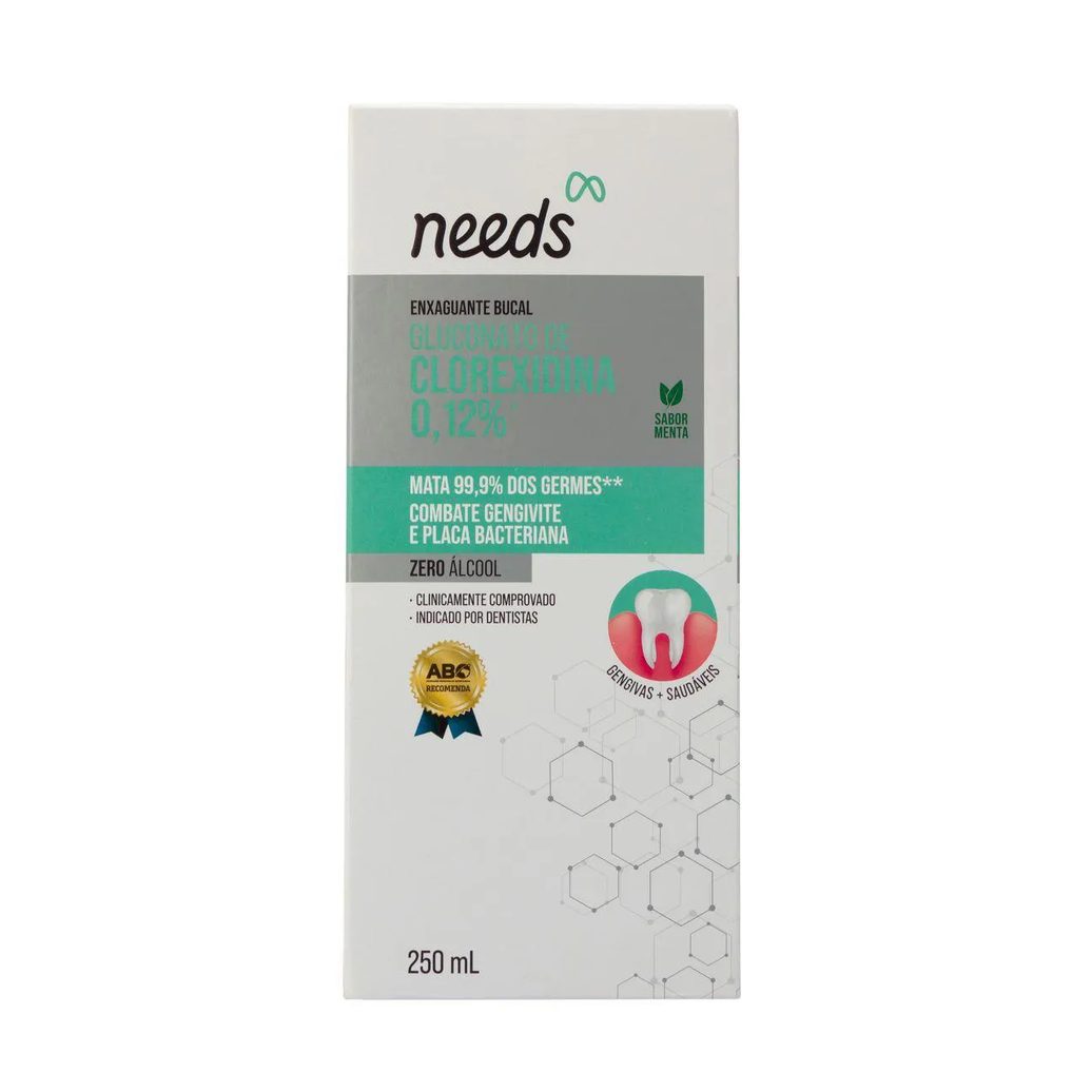 Enxaguante Bucal Needs Clorexidina 0,12% Menta Sem Álcool 250ml