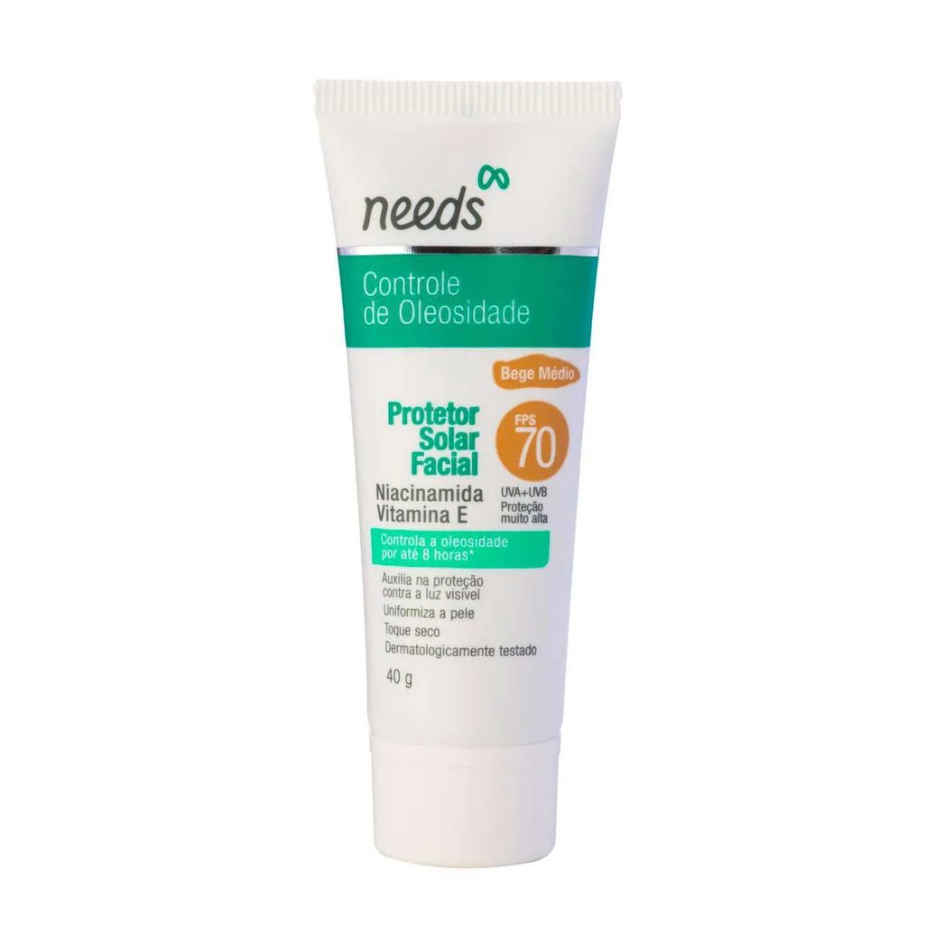 Protetor Solar Facial Needs Controle de Oleosidade Bege Médio FPS 70 40g