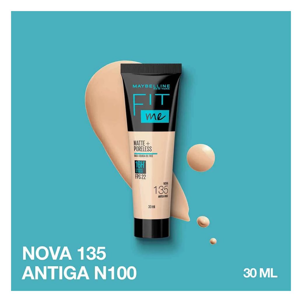 Base Líquida Maybelline NY Fit Me Matte FPS 22 30ml - 135