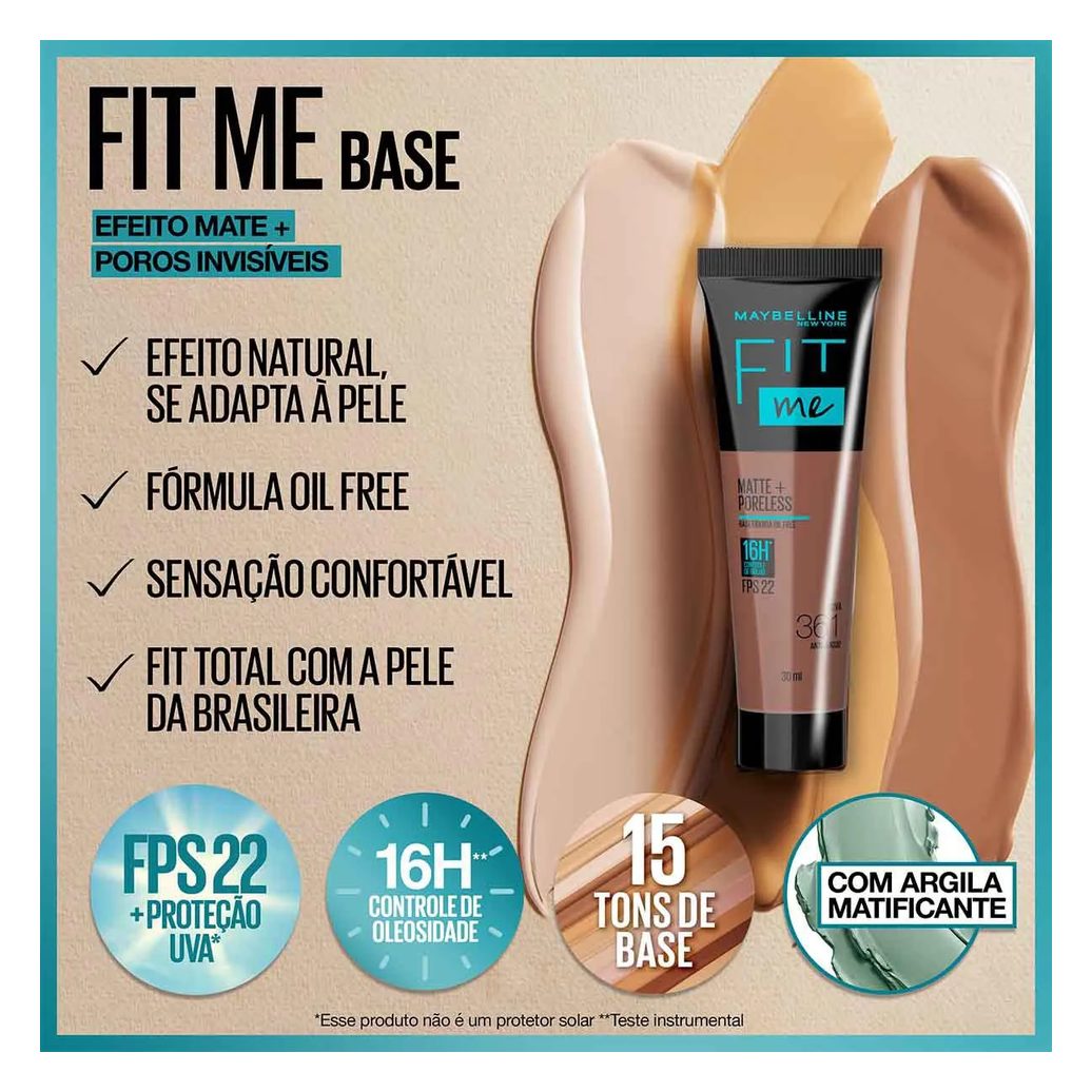 Base Líquida Maybelline NY Fit Me Matte FPS 22 30ml - 135
