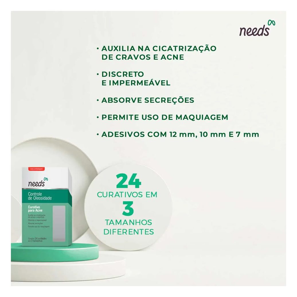 Curativo Hidrocoloide para Acne Needs Controle de Oleosidade 24 Unidades