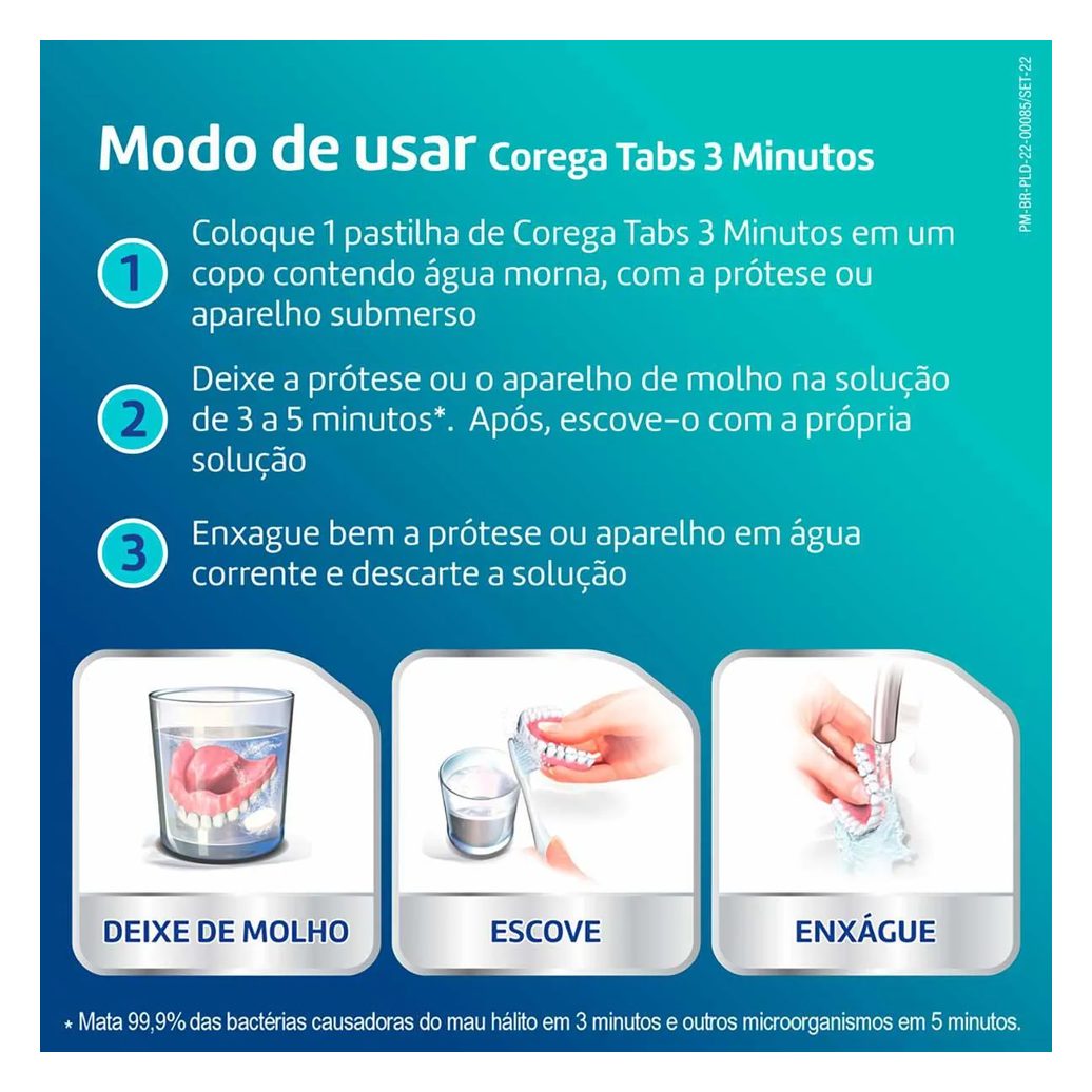 Corega Tabs Limpeza 3 Minutos 6 Pastilhas