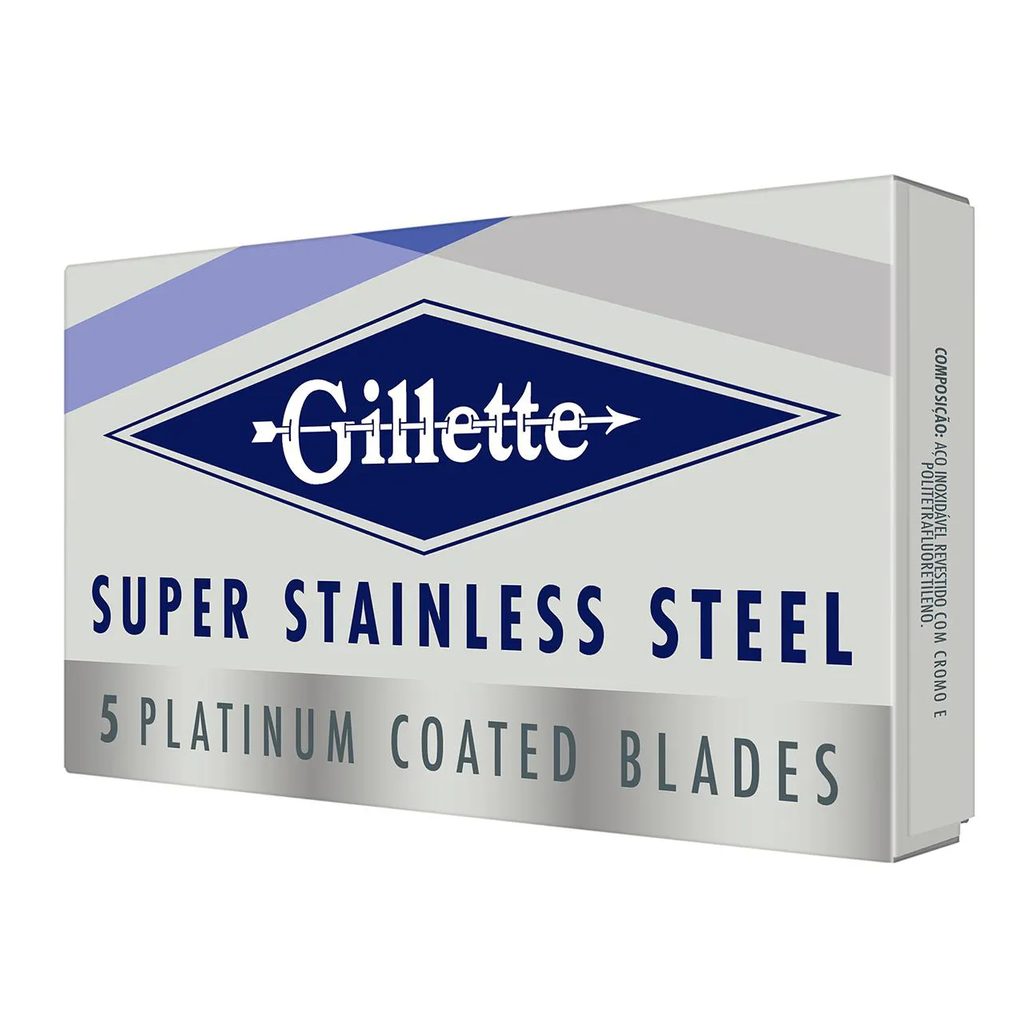 Lâmina de Barbear Gillette Platinum Duplo Fio com 5 Lâminas