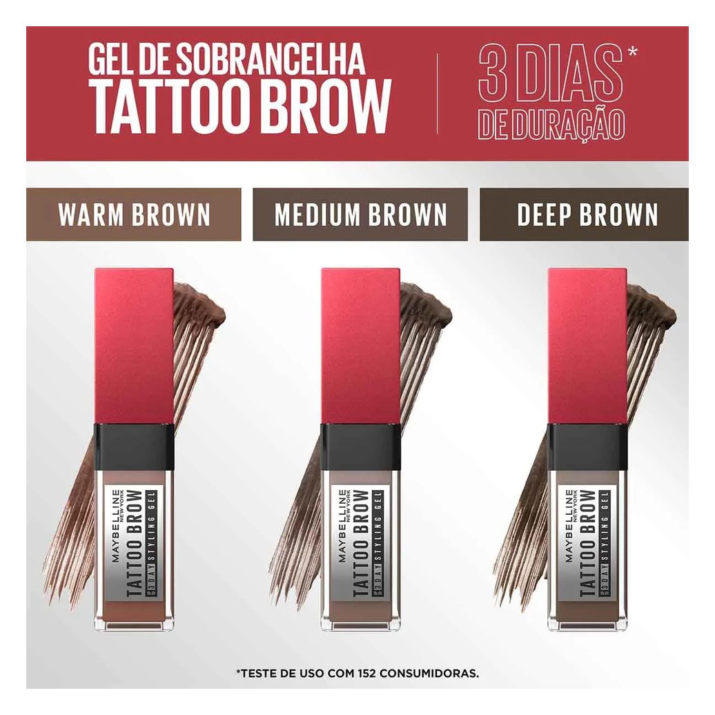 Gel de Sobrancelha Maybelline NY Tattoo Brow 3 Dias Deep Brown 5ml