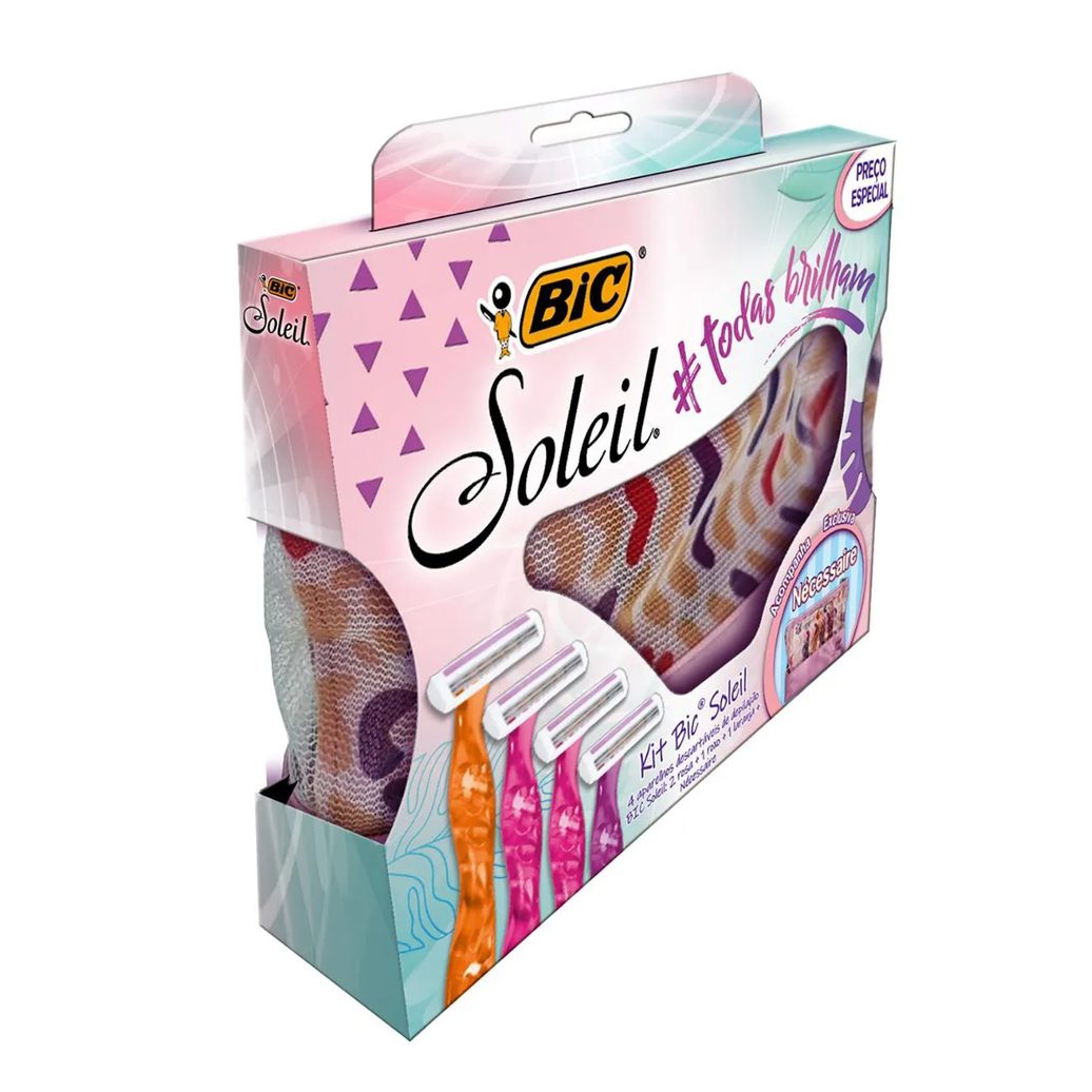 Pack Bic Soleil 4 Aparelhos Descartáveis de Depilação + Grátis Necessaire