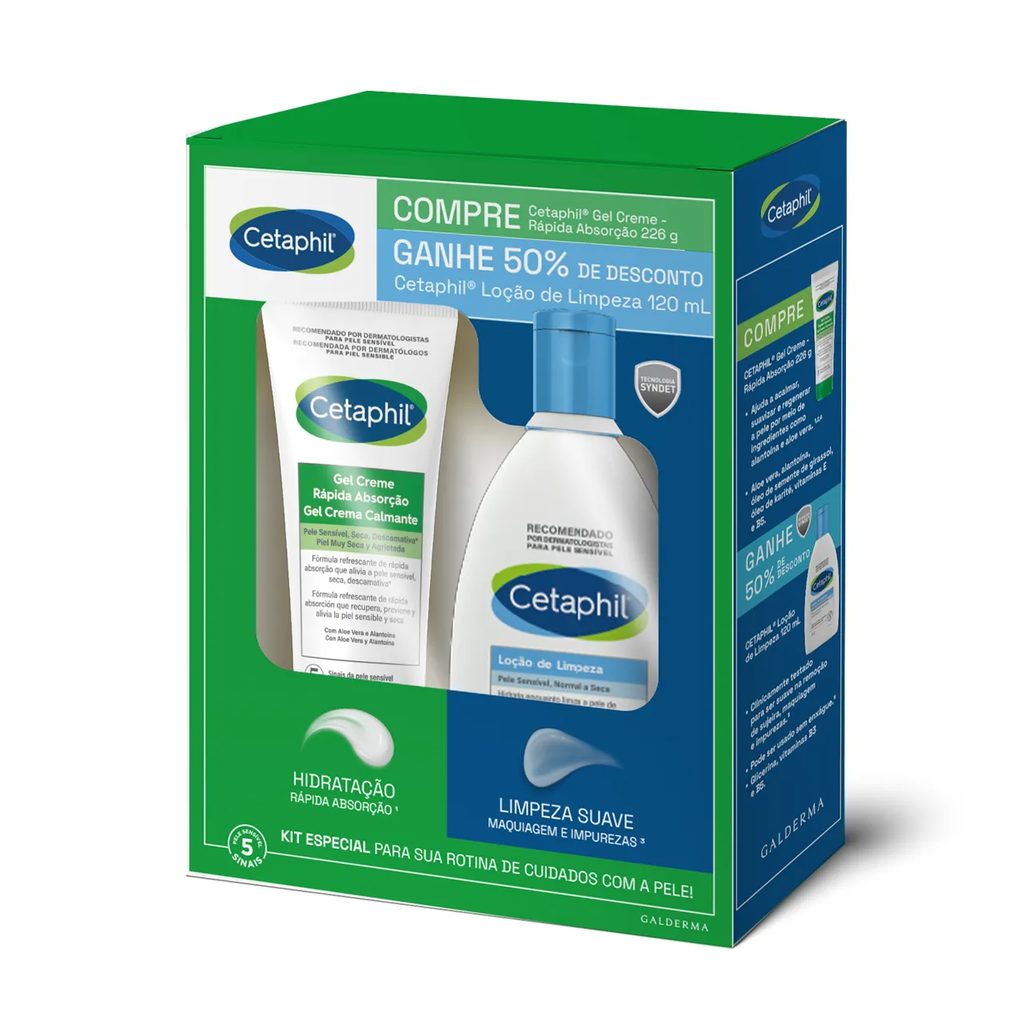 Kit Cetaphil Gel Creme Rápida Absorção 226g + Loção de Limpeza 120ml