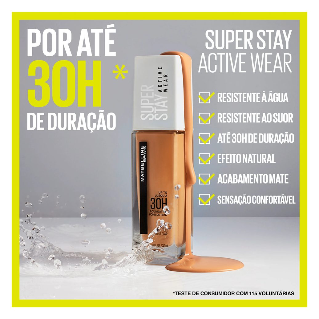 Base Líquida Maybelline NY SuperStay Active Wear Cor 310 Sun Beige 30ml