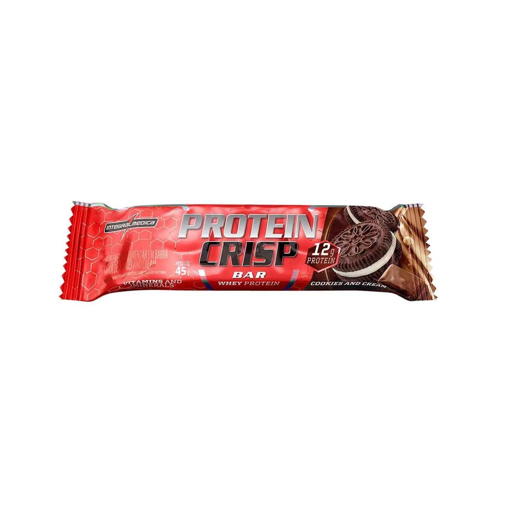 Barra de Proteína Whey Protein Crisp Bar Integralmedica Cookies and Cream 45g