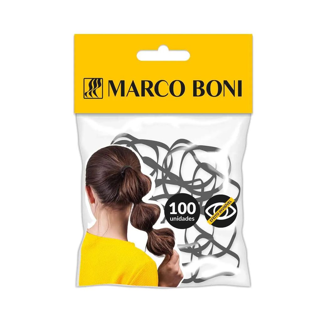 Elástico de Cabelo Marco Boni Soft Preto 100 unidades