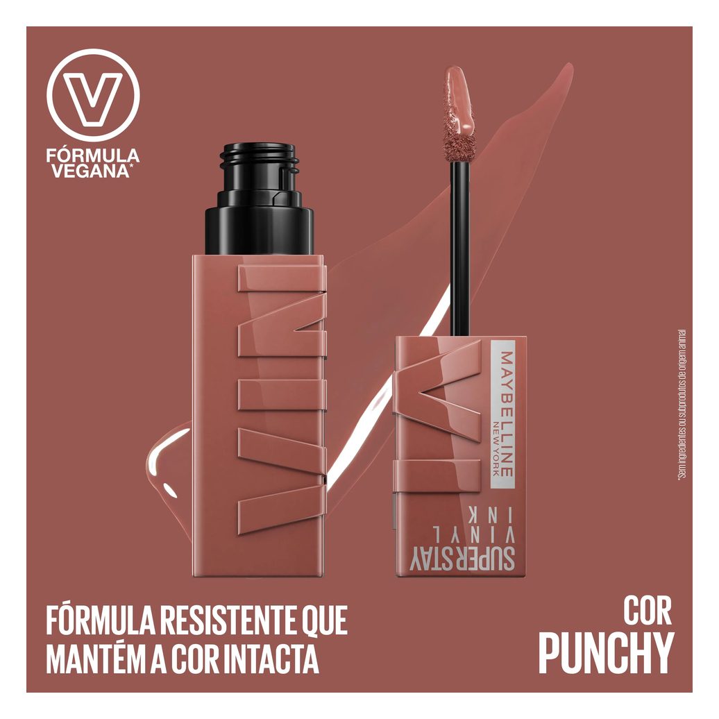 Batom Líquido Maybelline Superstay Vinyl Ink Efeito Espelhado 4,2ml - Punchy