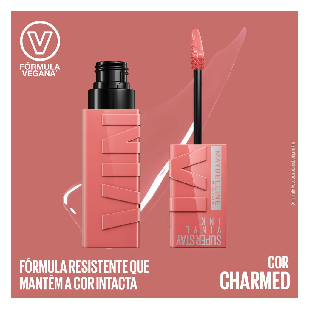 Batom Líquido Maybelline Superstay Vinyl Ink Efeito Espelhado 4,2ml - Charmed