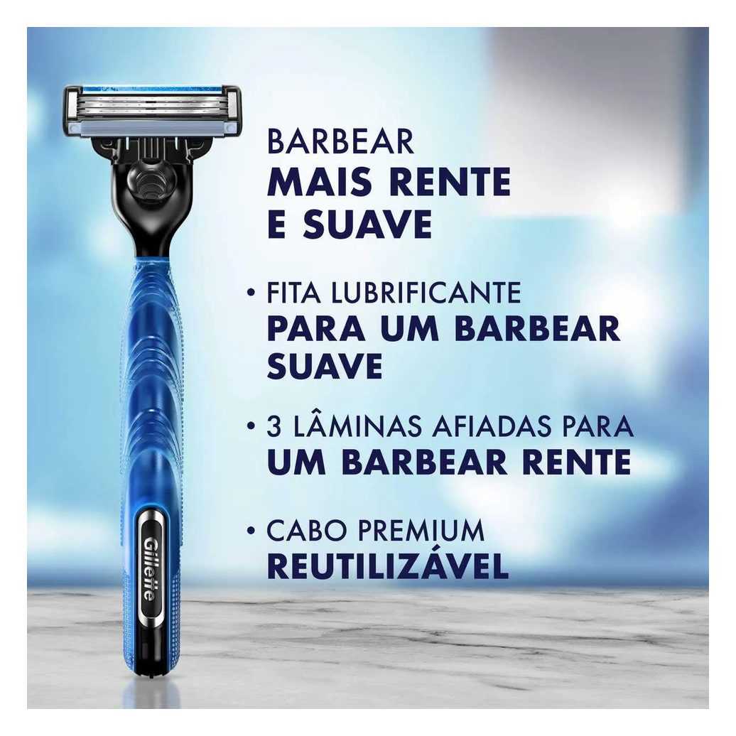 Kit Barbeador Gillette Mach3 Acqua Grip 1 aparelho + 2 cargas