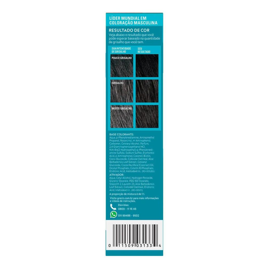 Tonalizante Grecin 5 Just For Men Color Gel Barba e Bigode - Preto