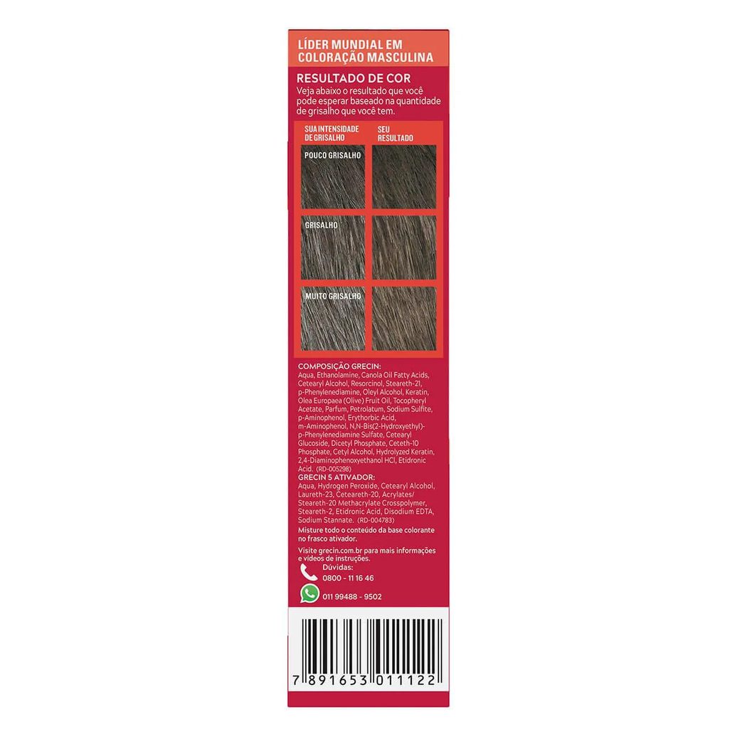 Shampoo Tonalizante Color Just For Men Grecin 5 - H-35 Castanho