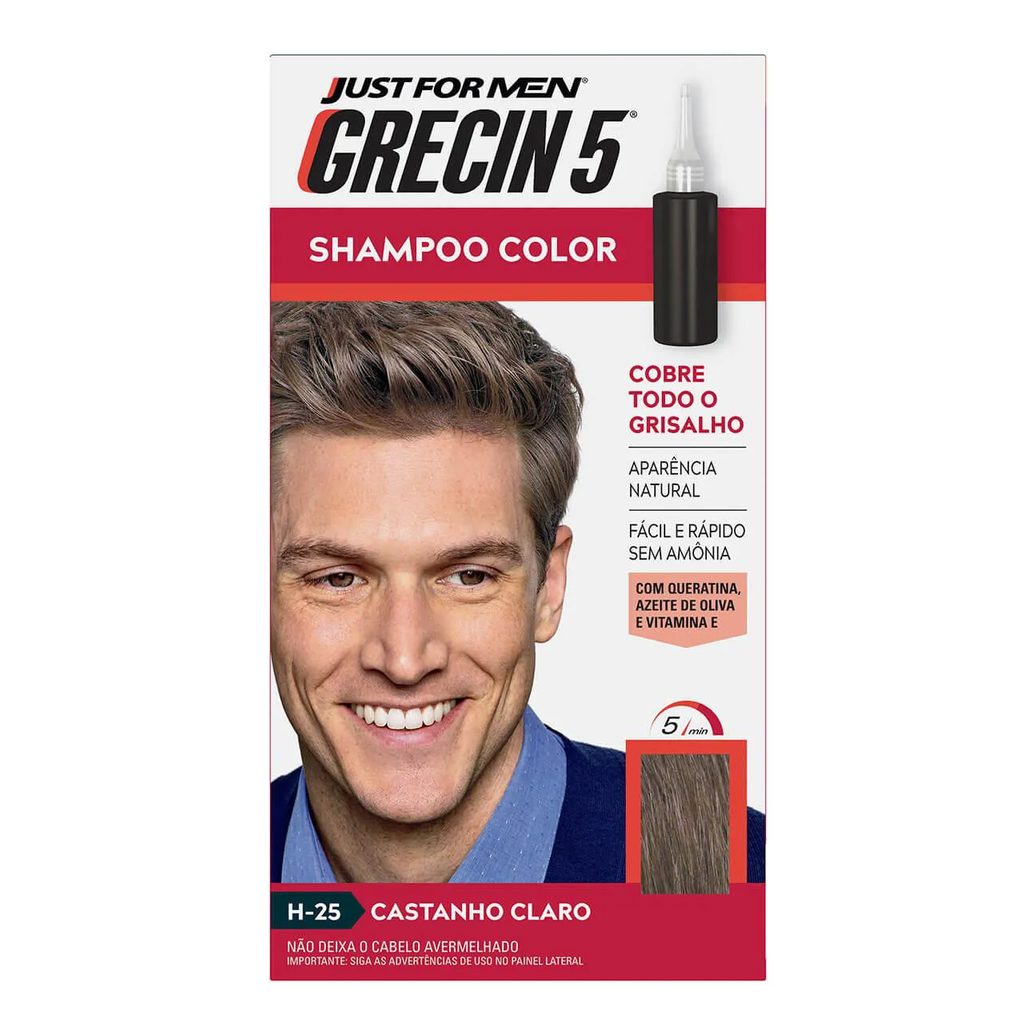 Tonalizante para Cabelos Grecin 5 Preto 60ml - Kit C / 3un
