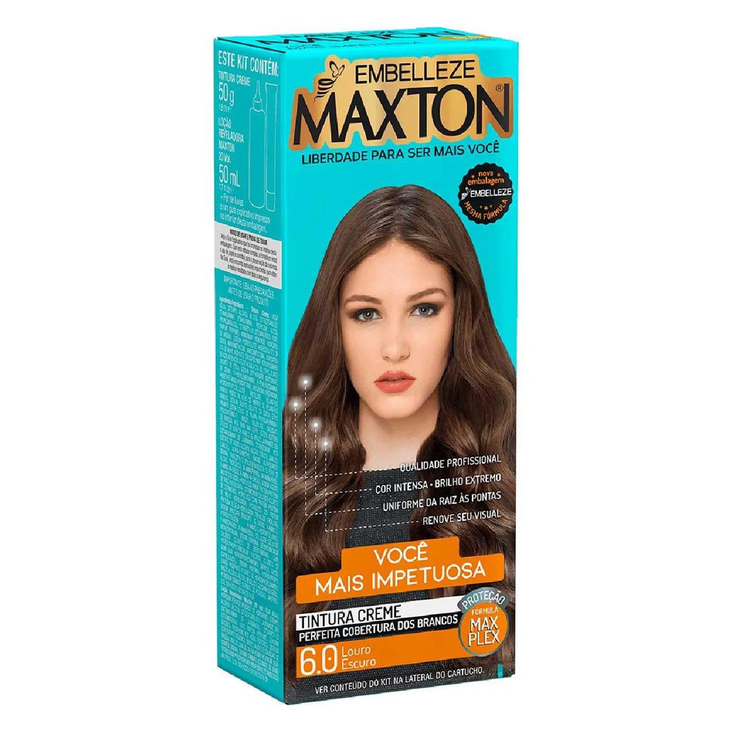Tinta de Cabelo Permanente Maxton Você Mais Impetuosa - 6.0 Louro Escuro