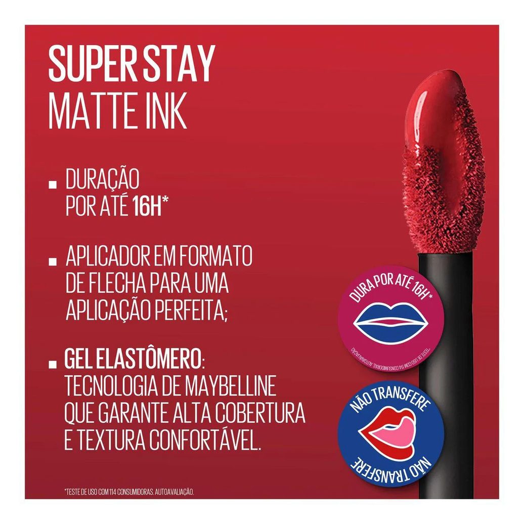 Batom Líquido Longa Duração Maybelline SuperStay Matte Ink 5ml - 15 Lover