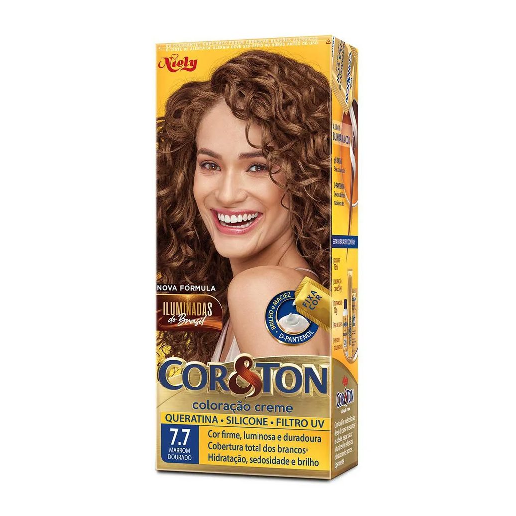 Tinta de Cabelo Permanente Cor&Ton Niely - 7.7 Marron Dourado